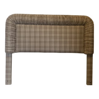 Custom Plaid Upholstered Full Size Headboard For Sale