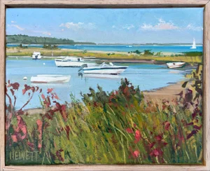 "View of the Hidden Cove" Contemporary Original Beach Scene Acrylic Painting by Scott Hewett, Framed