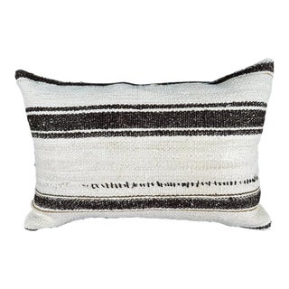 Turkish Hemp Pillow Cushion Natural Beige Dark Brown Pillow Cushion Cover 16" x 24" For Sale