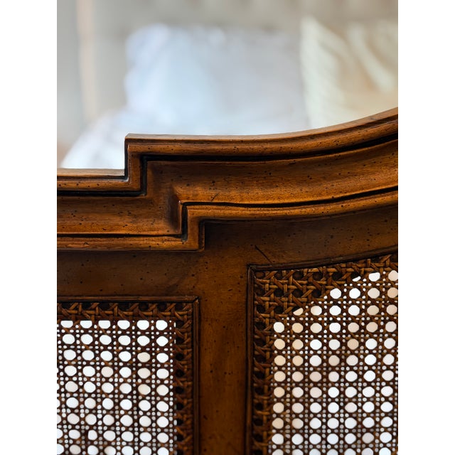 Brown Vintage Century Furniture Claridge Collection Woven Cane Queen Headboard by Raymond Sobota For Sale - Image 8 of 17