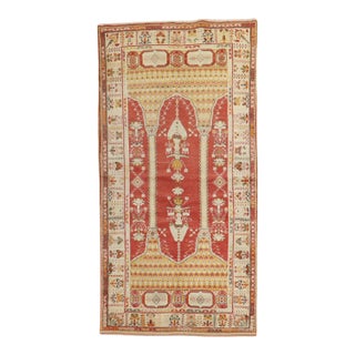 Zabihi Collection Early 20th Century Column Scroll Turkish Prayer Rug - 3'5" x 6'2" For Sale