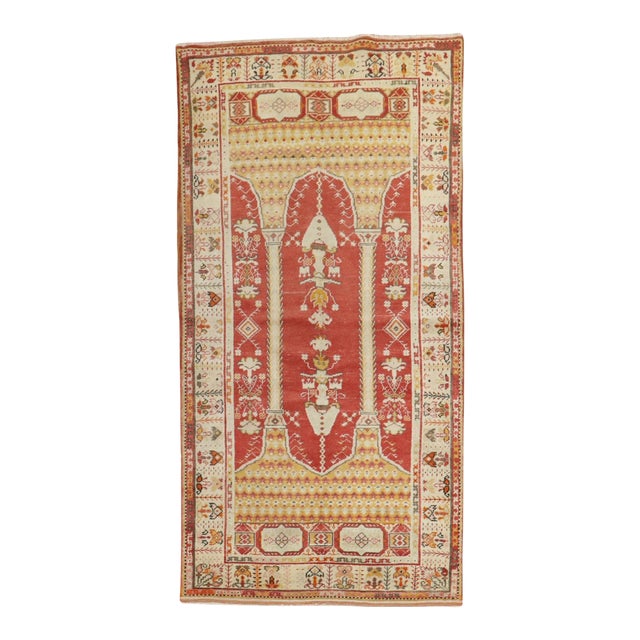 Zabihi Collection Early 20th Century Column Scroll Turkish Prayer Rug For Sale