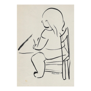1930s Helen Malta Seated Girl Painting