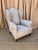 English 19th Century English Winged Scroll Back Armchair in New Linen For Sale - Image 3 of 7