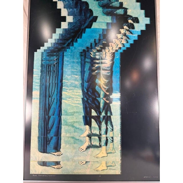 Surrealism "Blue Tragedy/Warped" #1/5 — Framed Collage, Herbert Simon 2008 For Sale - Image 3 of 8