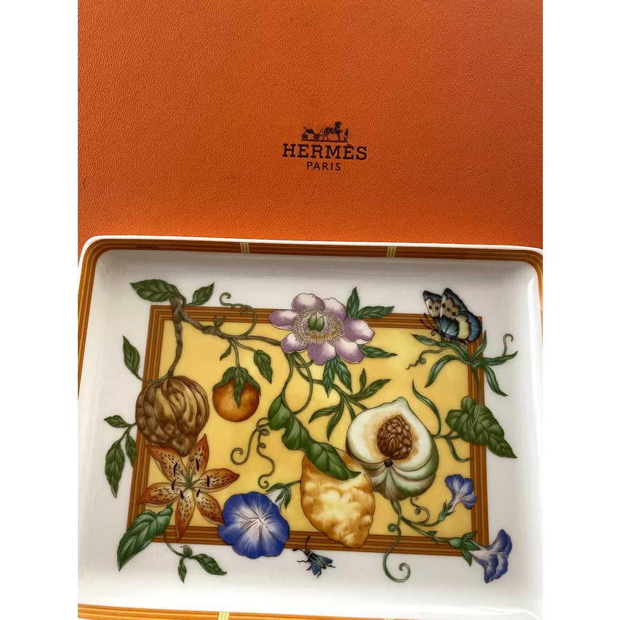 Hermes Tray La Siesta Island Plate Tableware Dish Yellow Floral