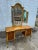 French Provincial Style Burlwood and Walnut Vanity Dressing Table with 3 Fold Mirror. Antique Early 20th century Well...