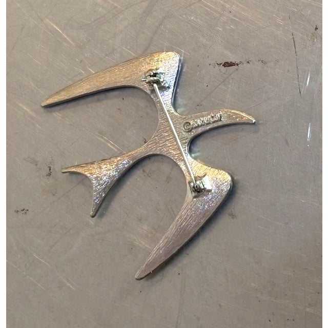 Mid-Century Modern Sarah Coventry Midcentury Silver Tone Bird Brooch For Sale - Image 3 of 4