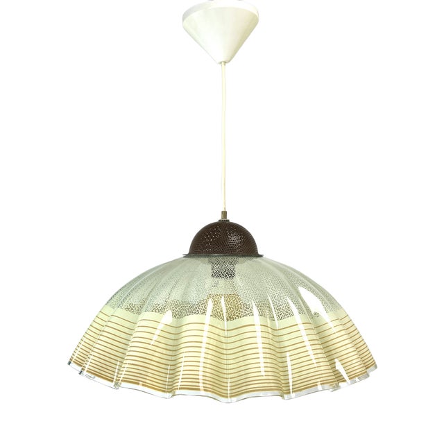 Italian Glass Pendant Lamp with Wavy Edge, 1970s For Sale
