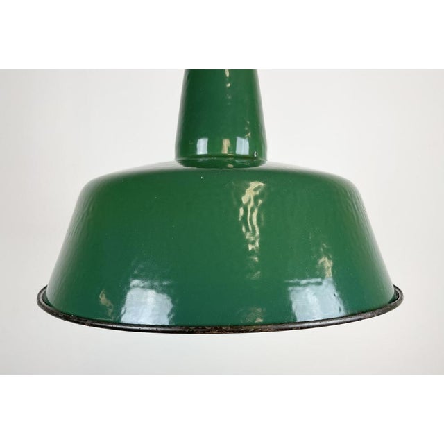 Industrial Green Enamel Pendant Lamp, 1960s For Sale - Image 4 of 16