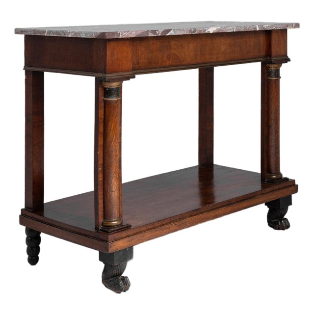19th Century France Empire Brown Wood Console Table For Sale