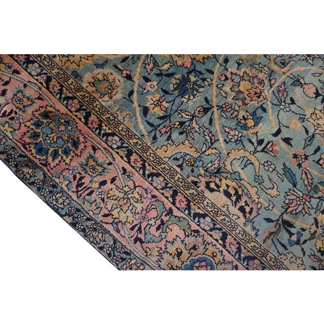 1920s Antique Sky Blue Floral Persian Formal Indian Shahrestan Runner Carpet Rug For Sale - Image 4 of 8