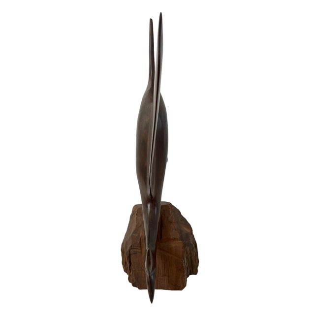 1970s Hand Carved Ironwood Sailfish Marlin Statue Sculpture Dark Wood For Sale - Image 5 of 6