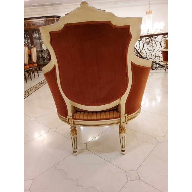 Wood 1990s Italian Settee Armchair and Ottoman Set For Sale - Image 7 of 13