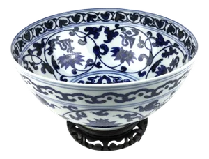Antique Chinese Blue & White Fruit Bowl