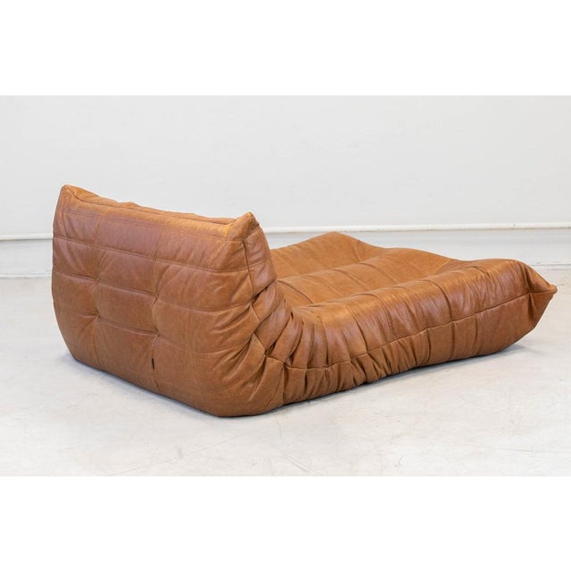 Brown Togo Chaise Lounge in Pine Leather by Michel Ducaroy for Ligne Roset, 1974 For Sale - Image 8 of 18