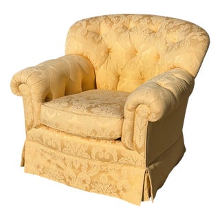 Brunchwig & Fils Yellow Damask Fully Upholstered Club Chair - 1 of 2 For Sale