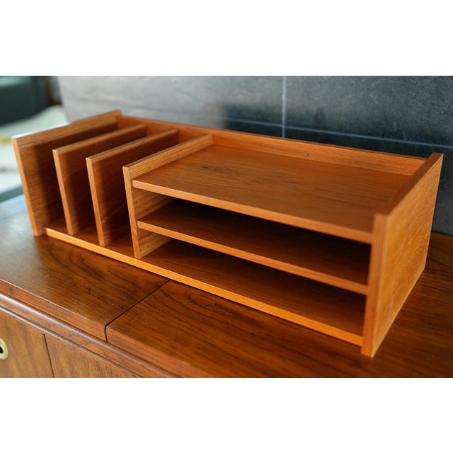 Pedersen & Hansen MCM Teak Desk Organizer Designed by by Georg Petersens for Pedersen and Hansen Made in Denmark. For Sale - Image 4 of 10
