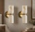 Metal Handcrafted Brass & Natural Alabaster Double Wall Sconces - Pair For Sale - Image 7 of 9