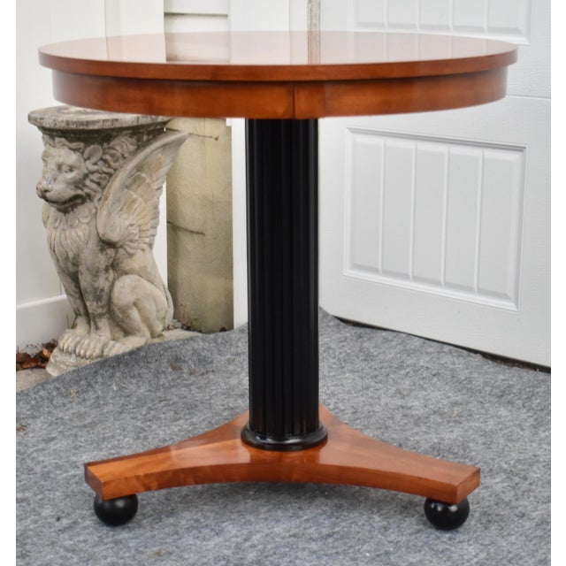 Ethan Allen Black Cherry Round Pedestal Accent Table Biedermeier Empire Style For Sale In Philadelphia - Image 6 of 16