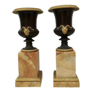 Regency Gilt Bronze and Sienna Marble Mounted Urns