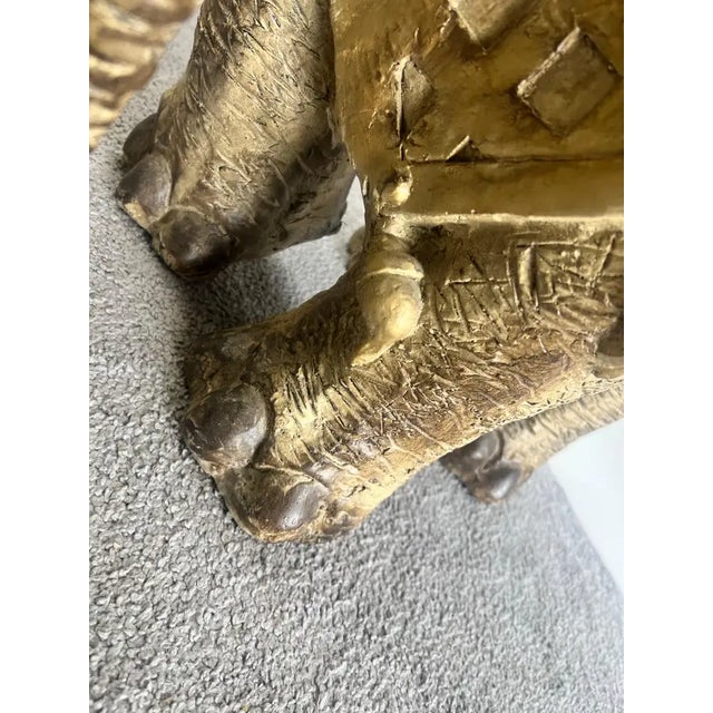 Large Sculptural Elephant Table Base in Carved Resin W Antique Gilt Finish For Sale - Image 13 of 15