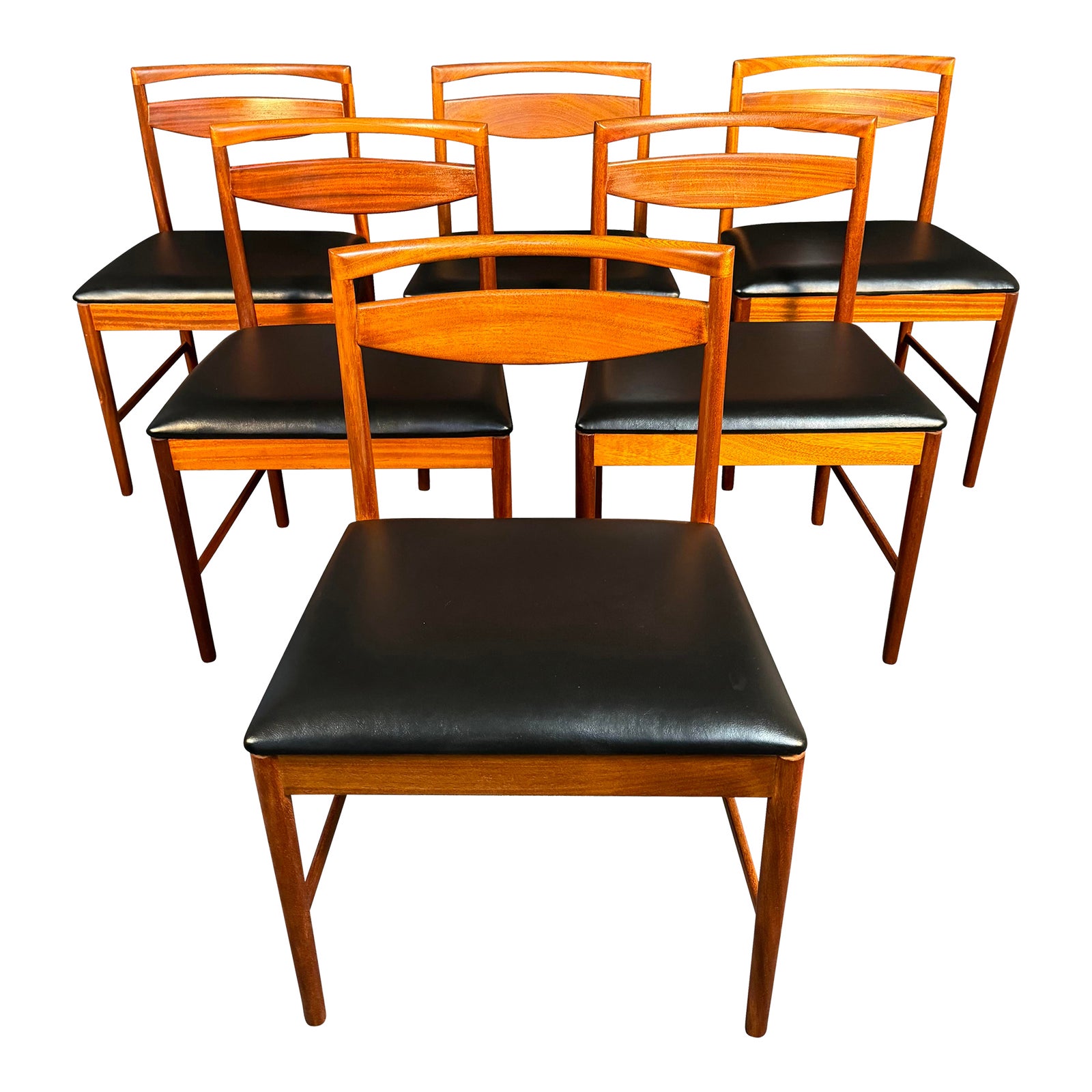 Set of 6 Vintage British Mid Century Modern Mahogany Dining Chairs by