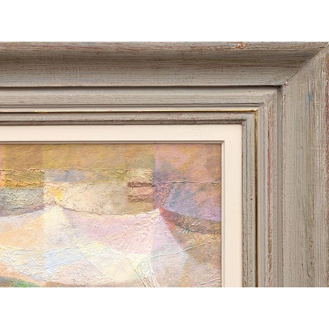 Yellow Romeo Tabuena "Market Tents" Modern Abstract Pastel Toned Cubist Style Street Scene, 1971 For Sale - Image 8 of 12