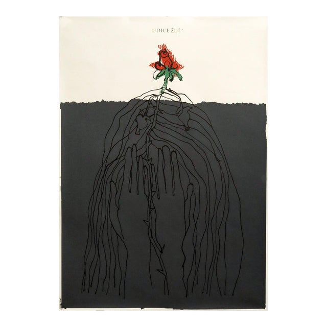 1985 Czech Poster, "The People Live!" (Lidice Ziji!) (Josef Flejsar) For Sale