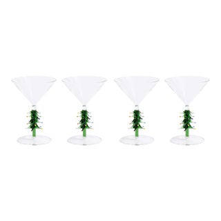 Treetop Tree Cheers Green Martini Glasses, Set of 4 For Sale