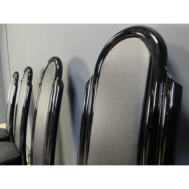 Black Postmodern Italian Lacquered Wood Dining Chairs, 1980s, Set of 4 For Sale - Image 8 of 12
