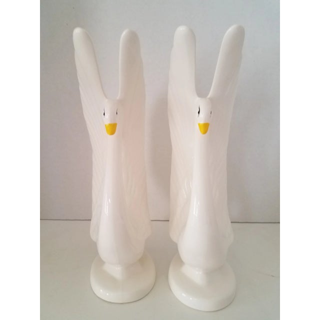1980s Vintage Porcelain Swan Figurines - a Pair For Sale - Image 5 of 8