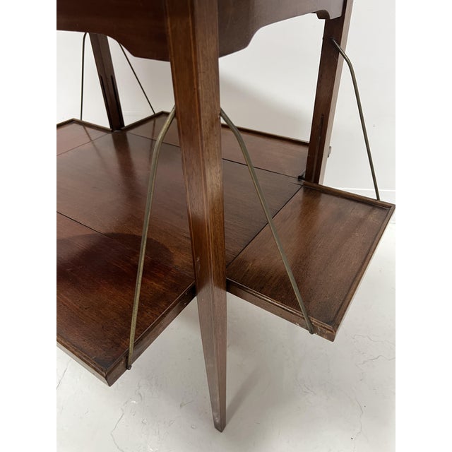 Brown Mahogany Serving Table with Marquetry Net Decoration For Sale - Image 8 of 11