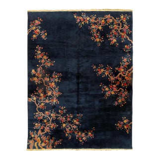 Pasargad DC Navy Blue Fine Antique Chinese Art Deco Rug For Sale