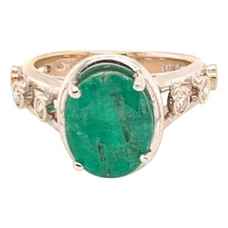 Emerald Diamond Statement Ring 4.05 TCW 14k White Gold Women Certified For Sale