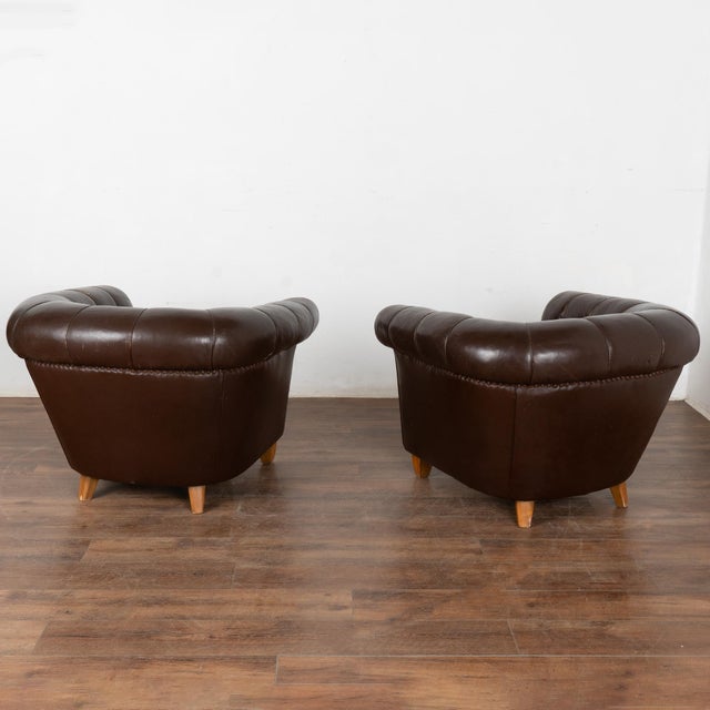 20th Century Vintage Brown Leather Club Chairs, Denmark For Sale - Image 12 of 12