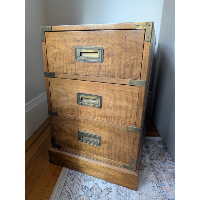 Mid-Century Modern Pair of 1960s Milling Road for Baker Campaign Nightstands (Brass Pulls) For Sale - Image 3 of 10