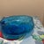Vintage Mid-Century Modern Empoli Italian Hand-Blown Blue Art Glass Bowl With Curled Applied Handle For Sale - Image 4 of 7