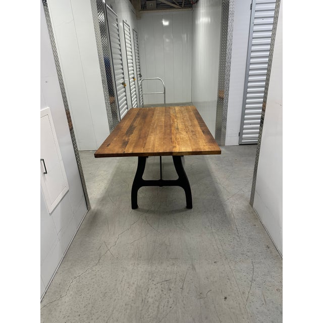 2020s Wrought Iron and Walnut Dining Table For Sale - Image 5 of 7