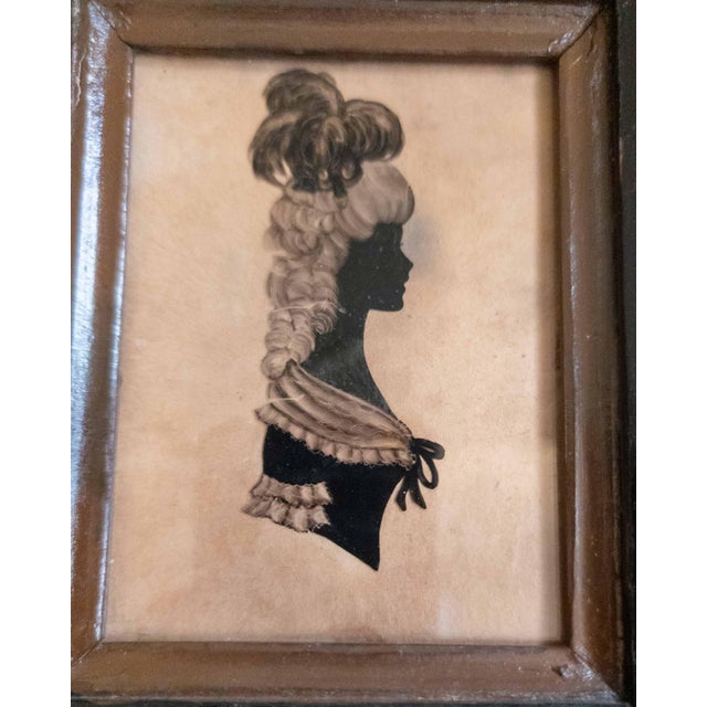 American 19th Century American or English Folk Art Reverse Painted Glass Miniature Silhouette Portrait For Sale - Image 3 of 13