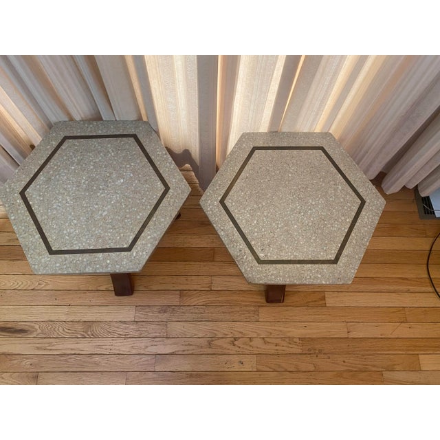 Mid-Century Modern 1950s Harvey Probber Hexagon Terrazzo Side Table For Sale - Image 3 of 4