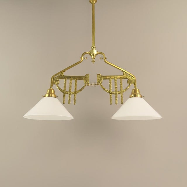Art Deco Viennese Brass Hanging Lamp, 1920s For Sale - Image 3 of 18