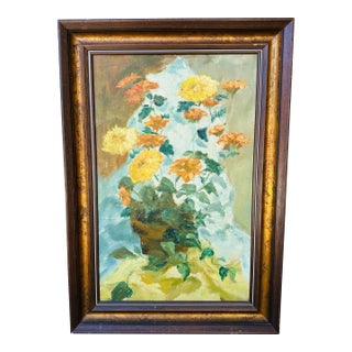 Vintage Framed Floral Painting For Sale