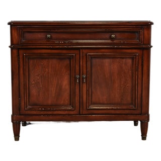 Baker Furniture French Regency Louis XVI Carved Walnut Buffet Server or Bar Cabinet For Sale