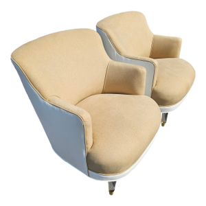 1940s Pair Edward Wormley Style Club Chairs With Refreshed Custom Details