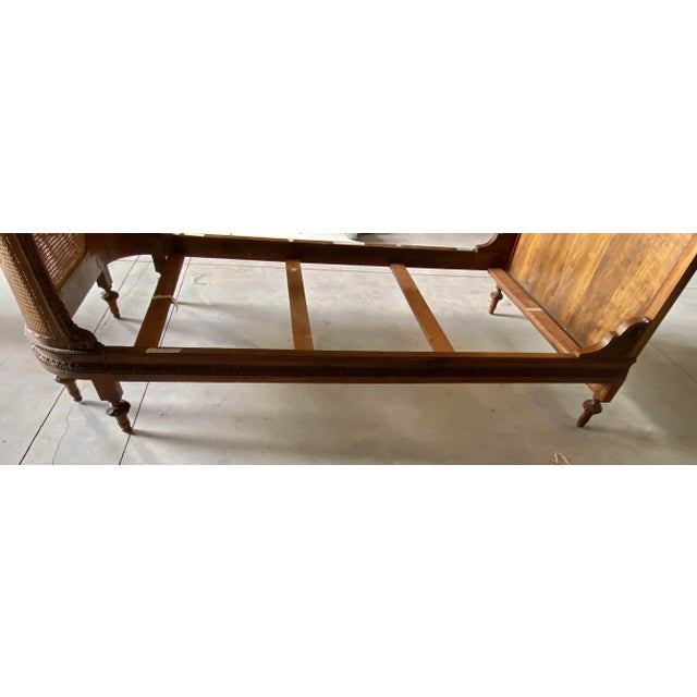 Early 20th Century Antique Carved Wood and Cane Twin Bed For Sale - Image 10 of 12