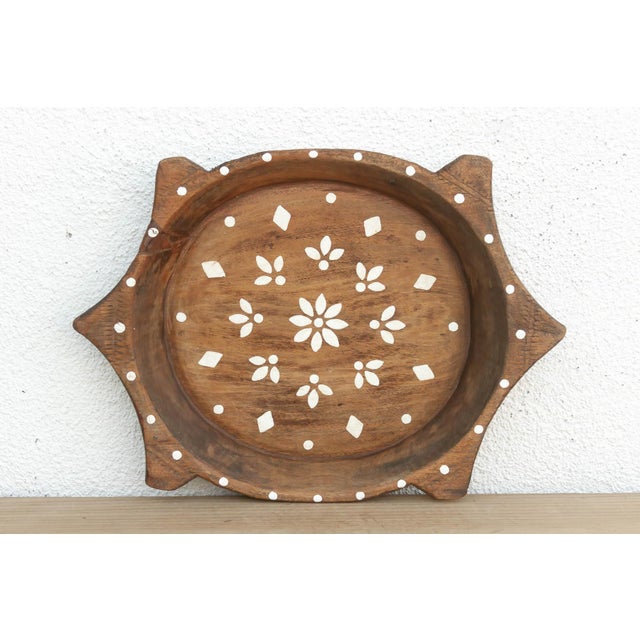 Wood Vintage Inlay Style Painted Bowl For Sale - Image 7 of 8