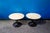 Pair of coffee tables with aluminum structure and marble top. Tulip model Designer Eero Saarinen Manufacturer Knoll...