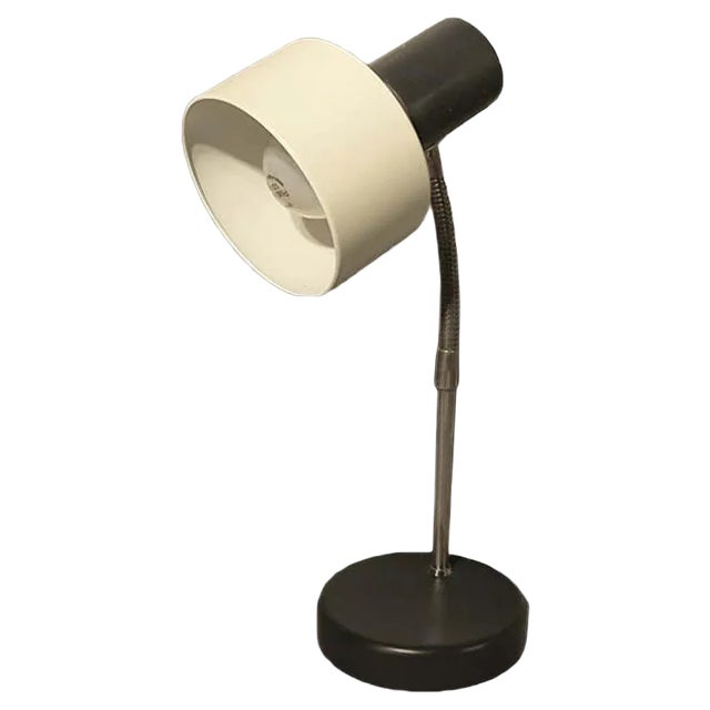 Gray and White Metal Table Lamp, 1950s For Sale