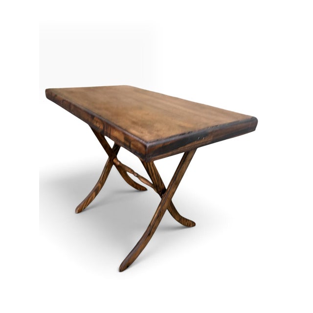 Mid-Century Vintage Wood Folding Occasional Table in Coffee Walnut Refinished For Sale In Buffalo - Image 6 of 10